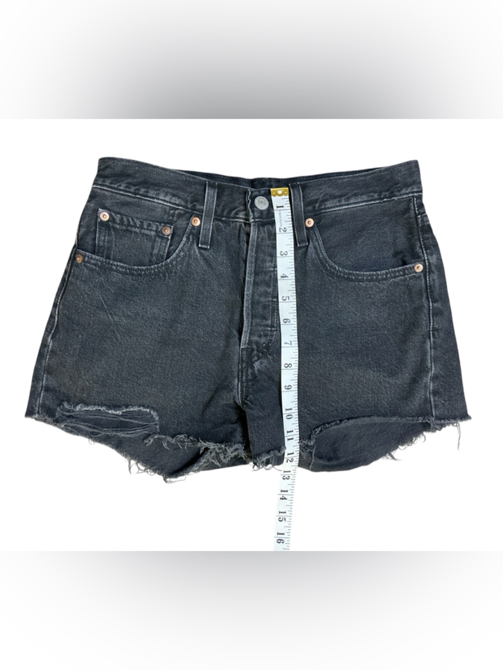 Levi’s 501 Cutoff Denim Shorts – Black Wash – Size 26 - Picture 5 of 5